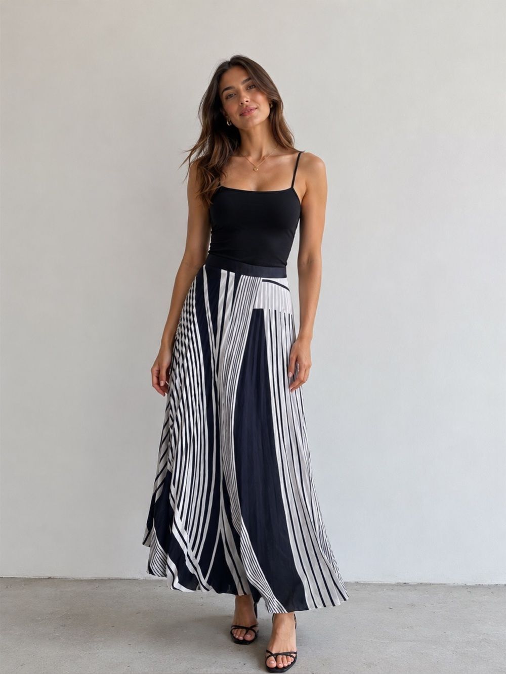 Lucy Paris Navy and White Striped Maxi Skirt Revolve SZ M